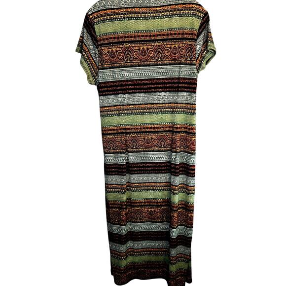 Cato Women's Dress 14W 16W Green Long Brown Sleeves Sun Plus Size 1X - Picture 6 of 7